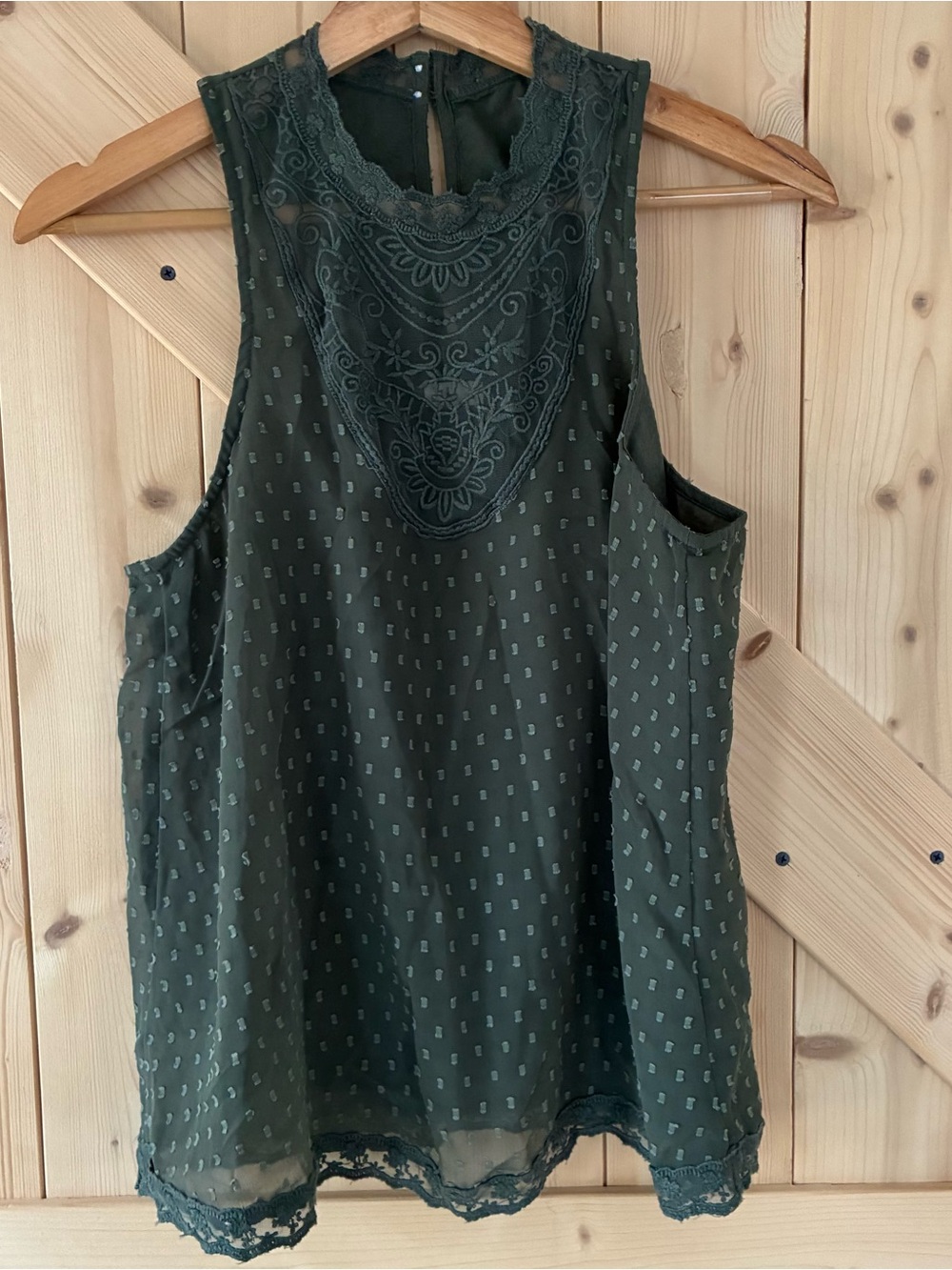 Hollister Olive Green Textured Chiffon Halter Top